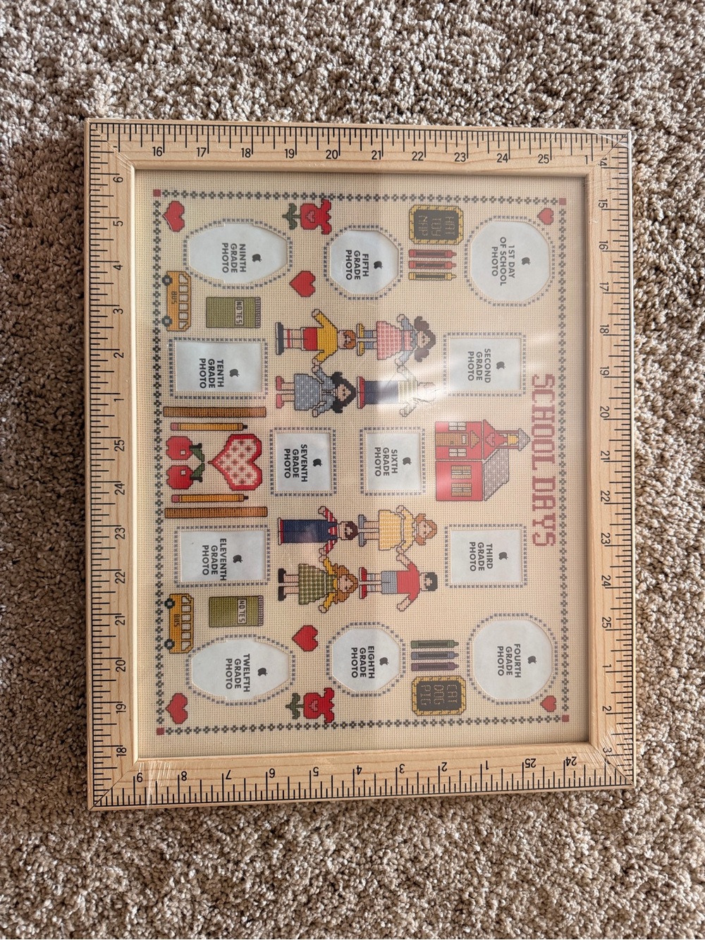 School Days Framed Photo Collage - Cream and Red